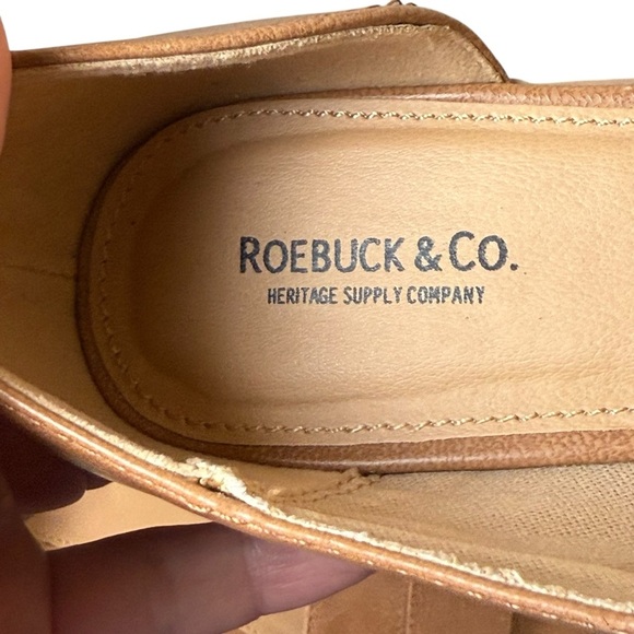 Roebuck & Co Womens Camel Tan Faux Leather Flats 8M Open Toe Sandals Neutral - Picture 7 of 11